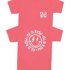 Old Row The Smiley Face Pocket Tee - Coral