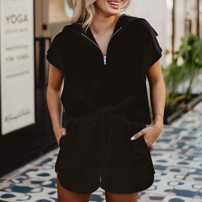 Black Half Zip Scuba Set: Black