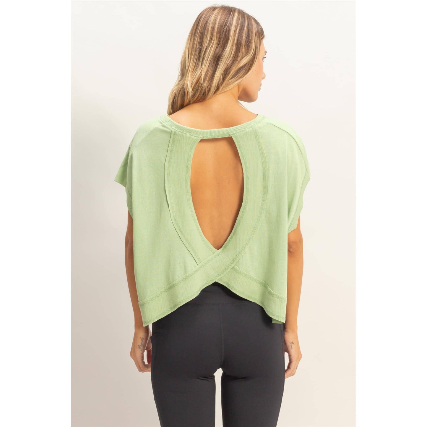 Boxy Crew Neck Top: SAGE