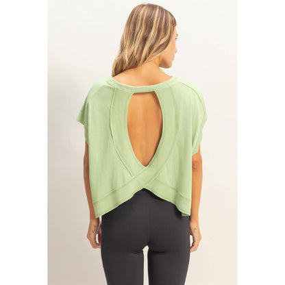 Boxy Crew Neck Top: SAGE