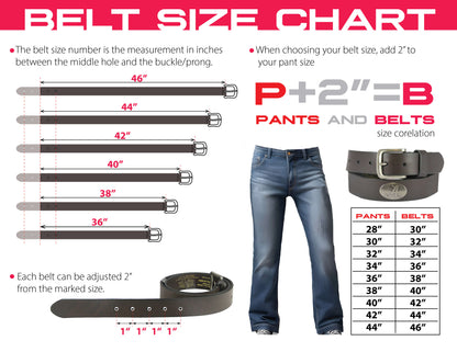 Shotshell Men's Brown Leather Concho Belt