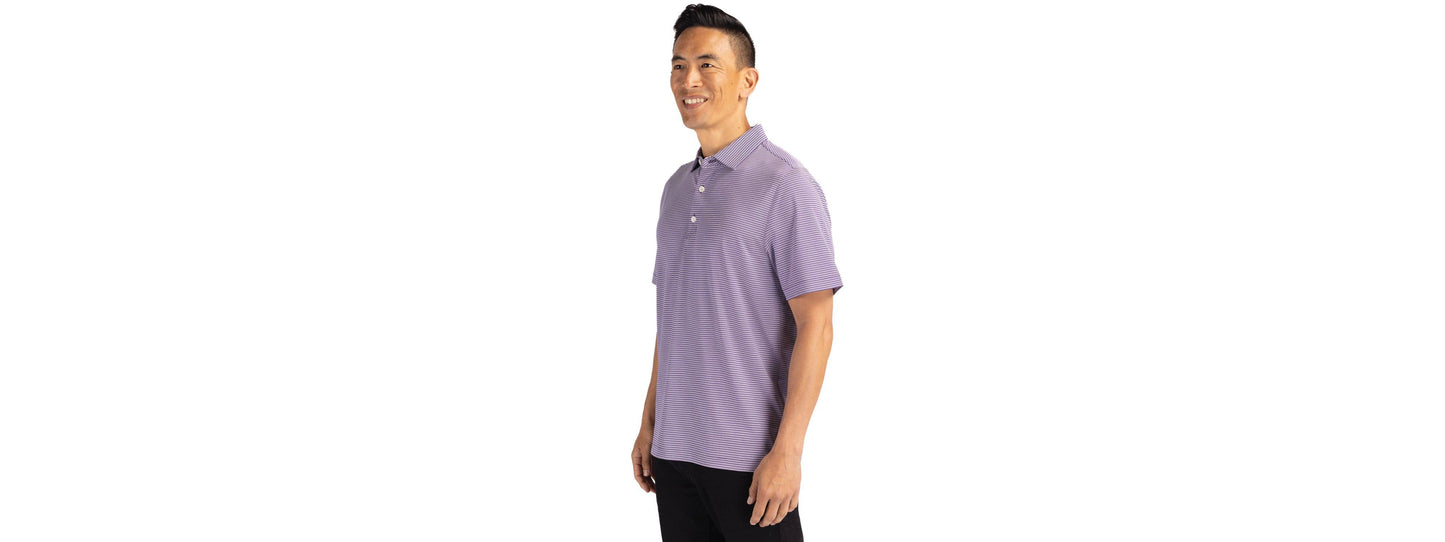 Cutter & Buck Forge Eco Double Stripe Recycled Mens Polo: College Purple/White