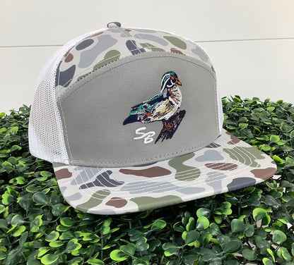 Wood Duck SB Cap: Ghost Vein Camo 7 Panel