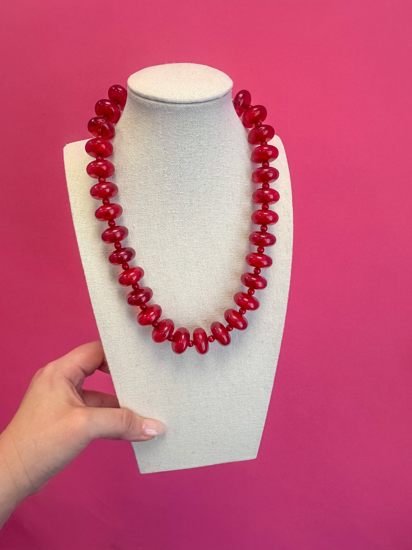 Circle Bauble Ball Necklace - Maroon