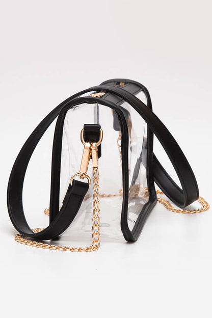 Clear Rectangle Stadium Concert Crossbody Bag: Navy