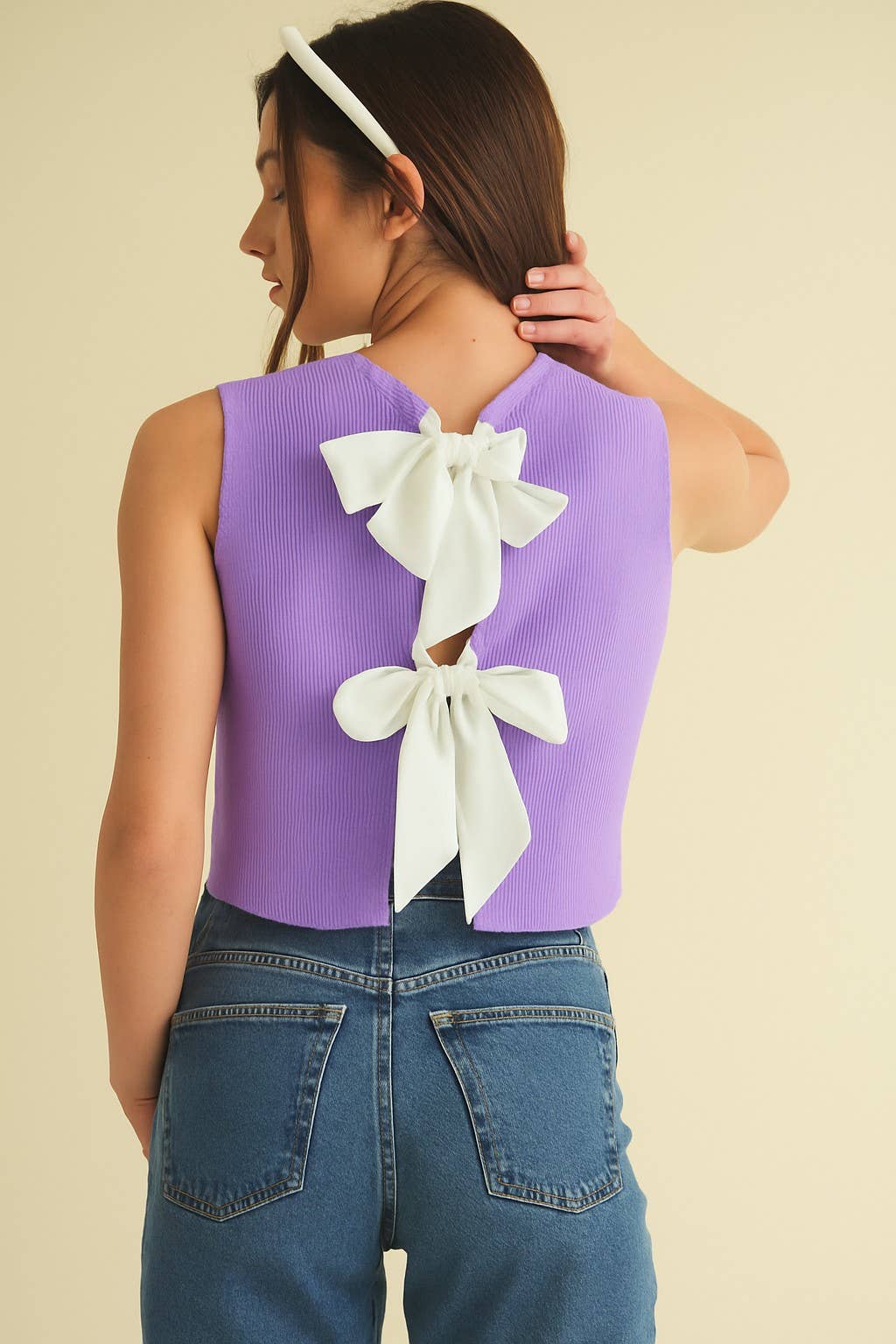 CSW17339 - BACK BOW TIE SLEEVELESS TOP: Crimson