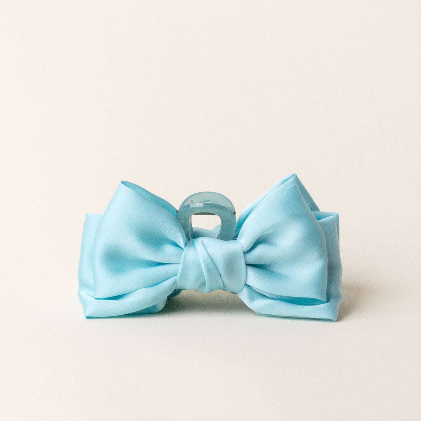 Satin Bow Claw Clip-Aqua