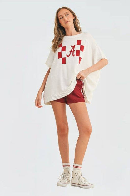 "A" SWEATER TOP: Maroon