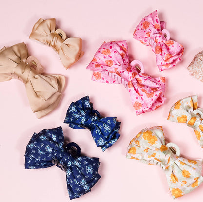 Satin Bow Claw Clip–Cheetah