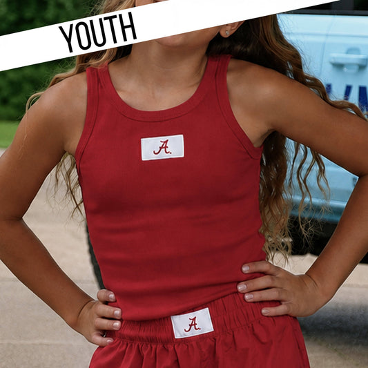 YOUTH ALABAMA TANK - CRIMSON: CRIMSON