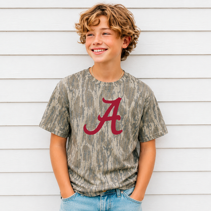 Youth Mossy Oak Bottomland Alabama Tee: Black