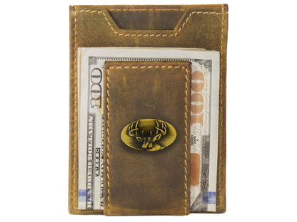 Buck Vintage Tan Leather Magnetic Front Pocket Wallet