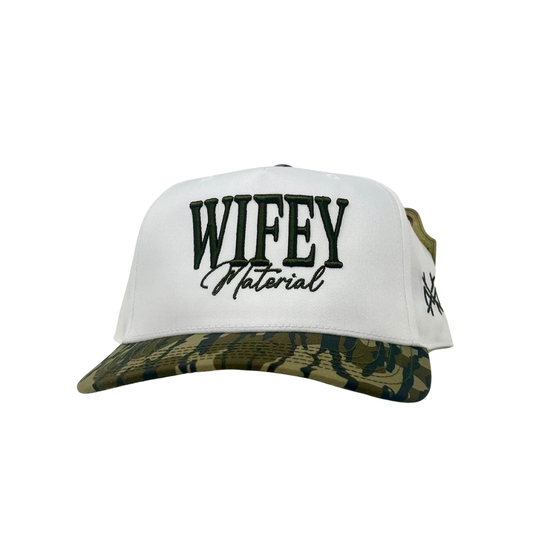 MHC Wifey Material Trucker Hat: White/Bottomland Otto