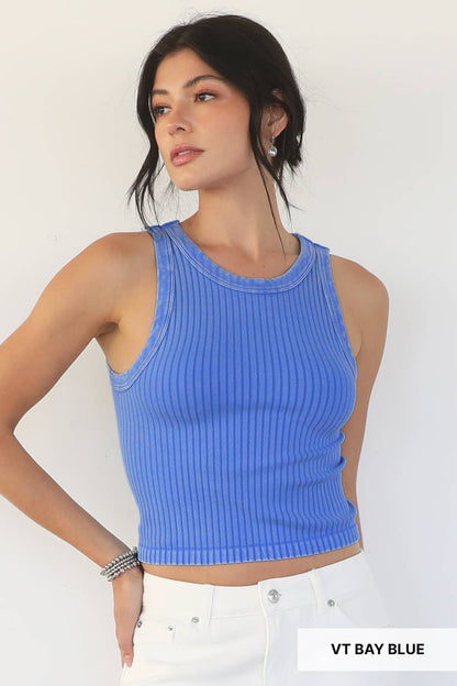 NS8358 - Vintage Wide Ribbed Tank Top: Vintage Raspberry