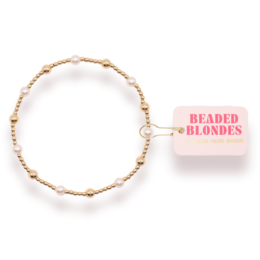 June Pearl + Gold Alternating Bracelet: Standard 6.75 inch