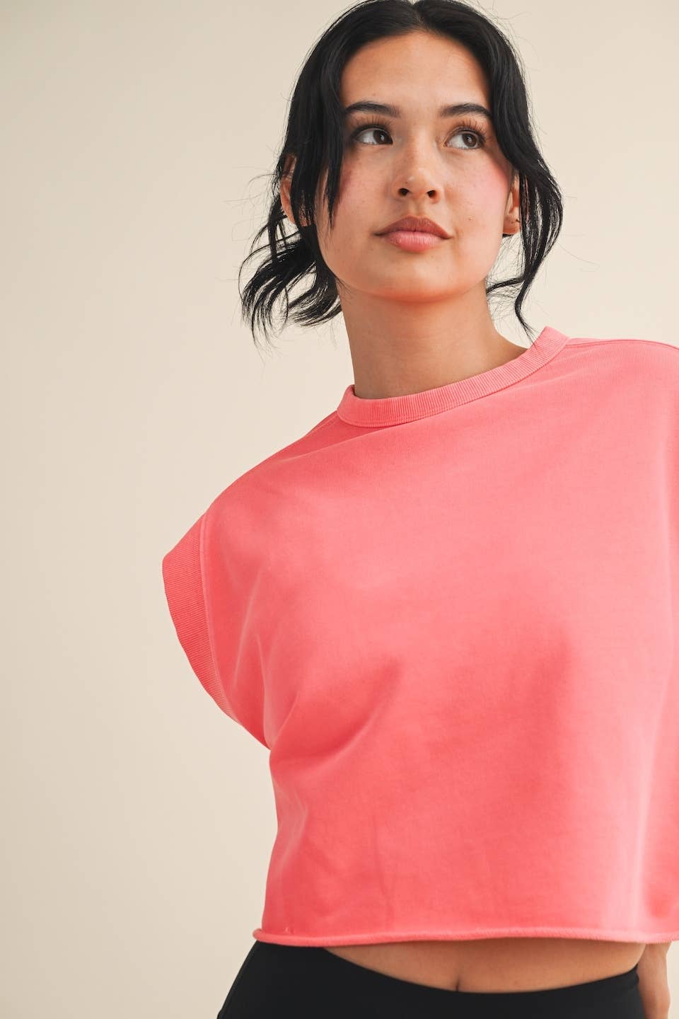 Mineral Wash Open Back Top: Coral