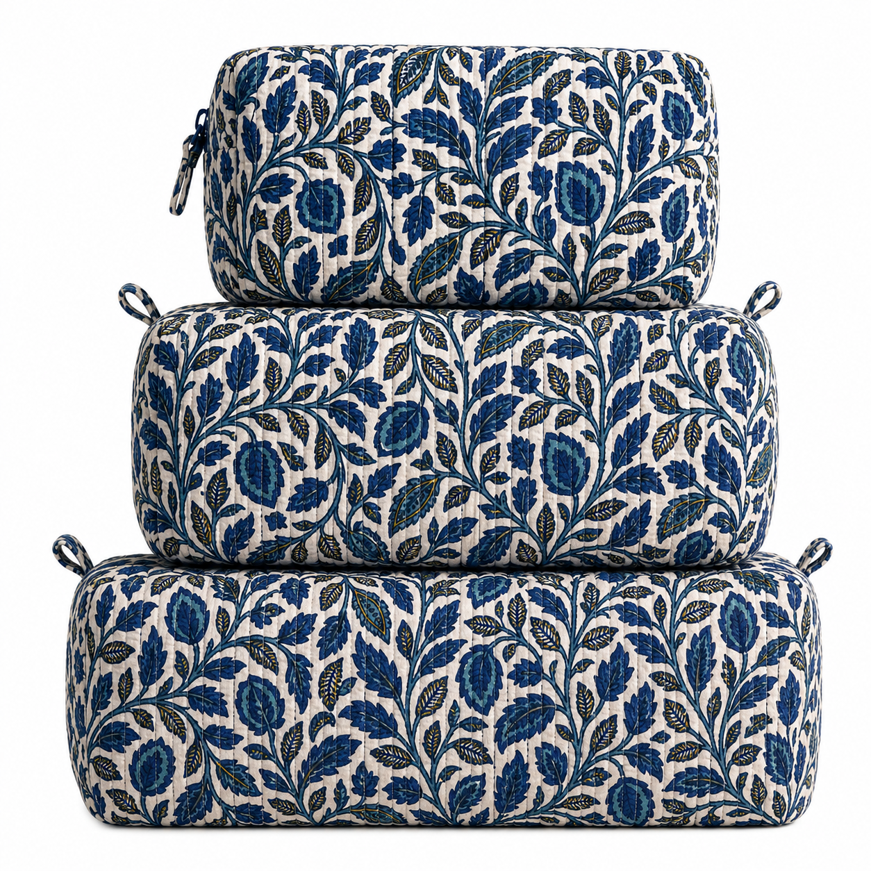 Blue Vine Quilted Bag Print: Large