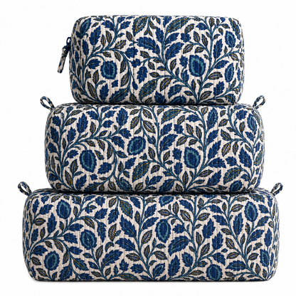 Blue Vine Quilted Bag Print: Large