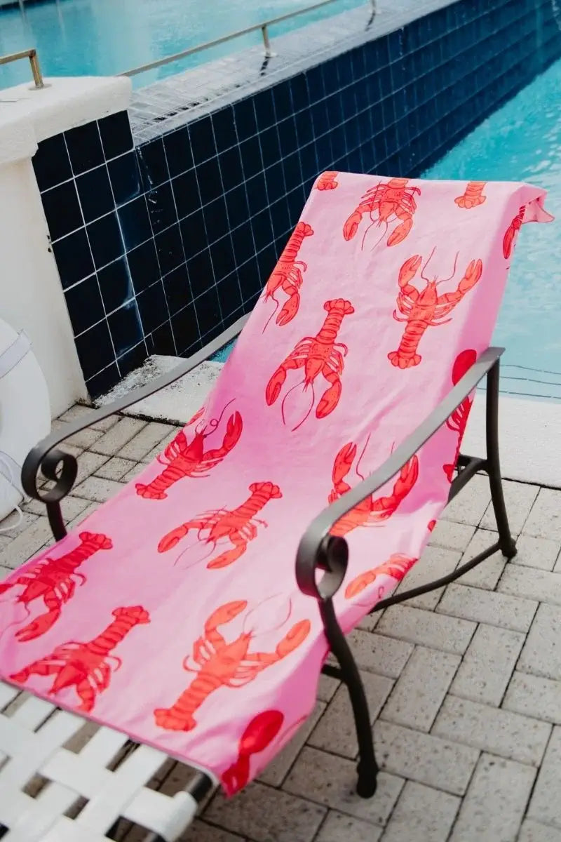 Lobster Wholesale Quick Dry Reversible Pool Towel: Pink