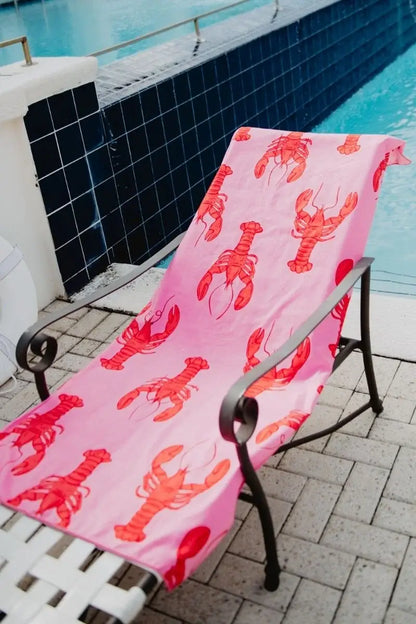 Lobster Wholesale Quick Dry Reversible Pool Towel: Pink