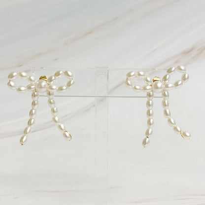 Pearl Bow Ballerina Earrings