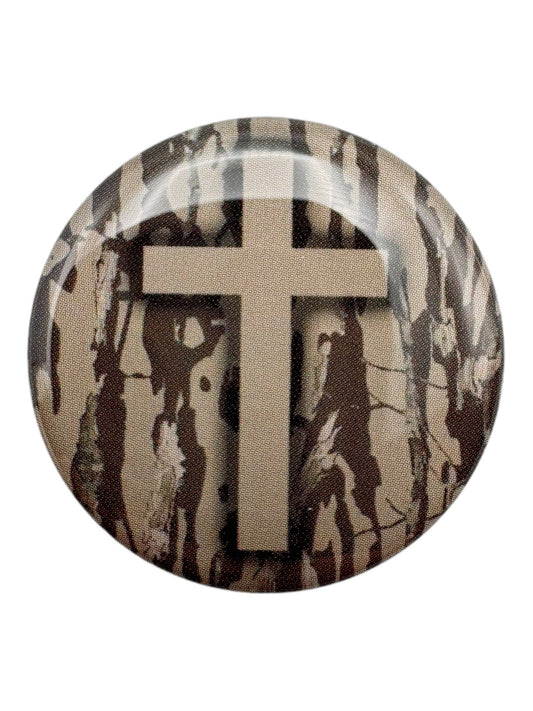 Tap To Pray™  - Prayer Tag Stickers: Tree Bark Camo + Cross