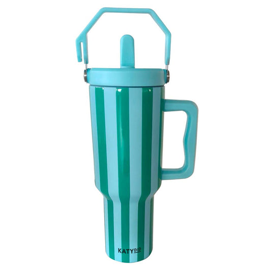 Aqua and Green Striped 38 Oz Cabana Jug Tumbler: Aqua and Green Stripe
