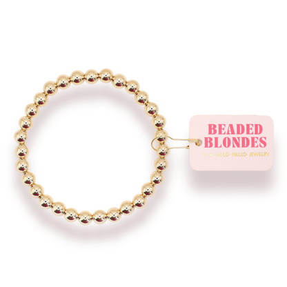 6MM Gold Beaded Bracelet: Standard 6.75 inch