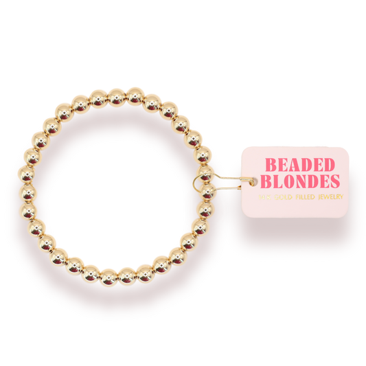 6MM Gold Beaded Bracelet: Standard 6.75 inch