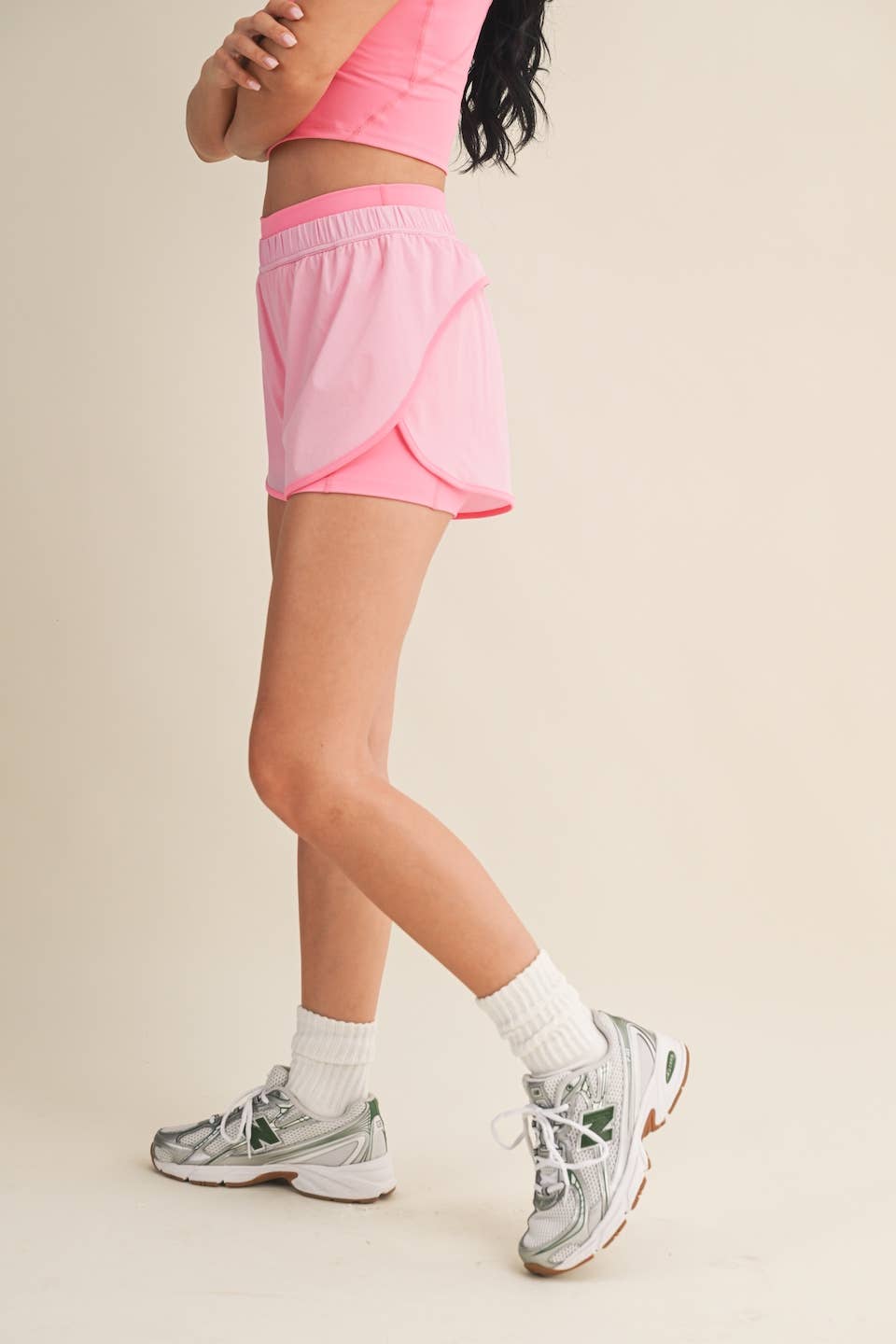 Double Layer Nylon Shorts: Pink
