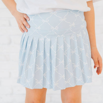 Powder Blue Bow Trellis Athletic Skort - Fourth of July