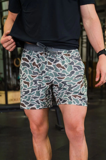 BURLEBO Athletic Short - Retro Duck Camo - Grey Liner - The Original 7"