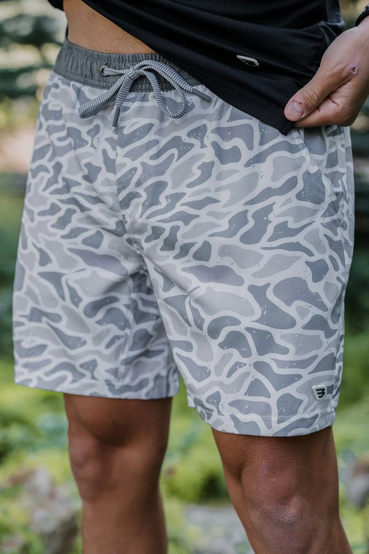 BURLEBO Athletic Short - White Camo - Grey Liner - The Original 7"