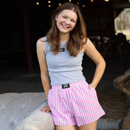BXST- PINK STRIPED BOXER SHORT: PINK
