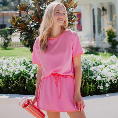 Pink and Orange Skirt and Top Set: Pink