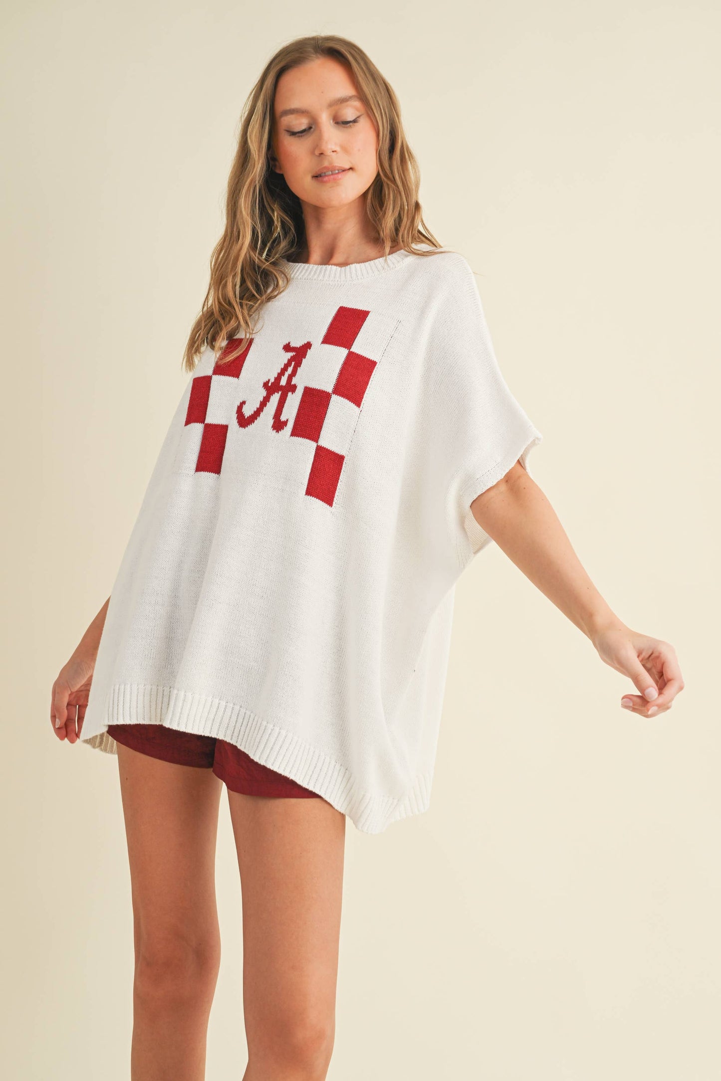 "A" SWEATER TOP: Maroon