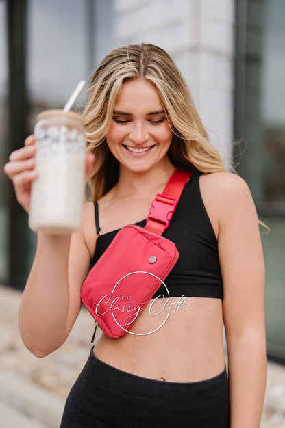 Nylon Belt Bag- Raspberry RTS