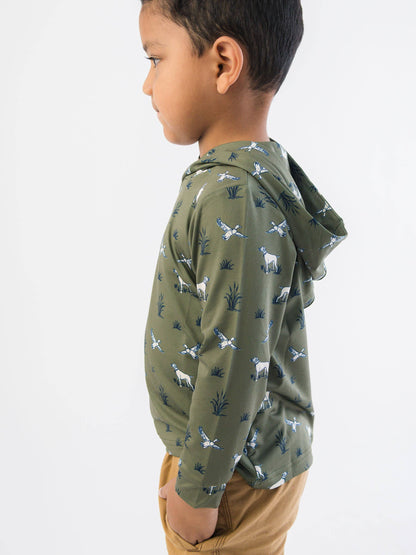 Boys Pond Pups Hunting Dog Performance Hooded Shirt
: Green