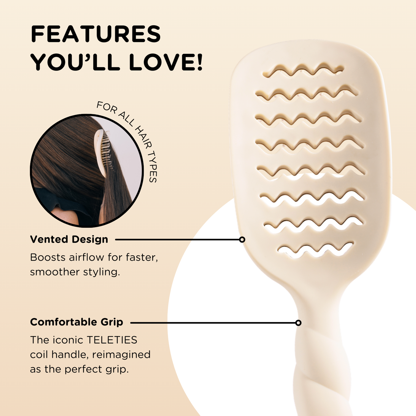 TELETIE Vented Hair Brush | Tan