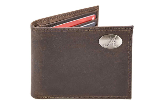 Alabama Crimson Tide Men's Collegiate Bifold Leather Wallet.: UAL Crazyhorse