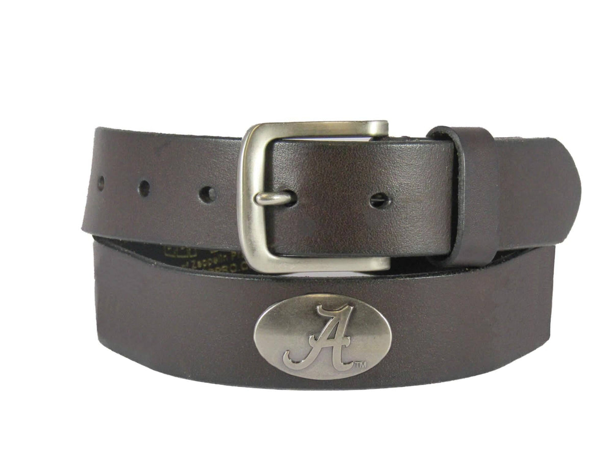 Alabama Crimson Tide Kids Collegiate Brown Leather Belt: Brown