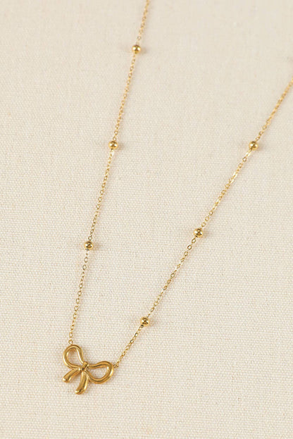 Valentines Bowknot Pendant Choker Necklace: Gold / Alloy