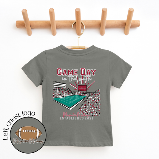 Game Day in the South | Crimson | Football Kid’s Tee