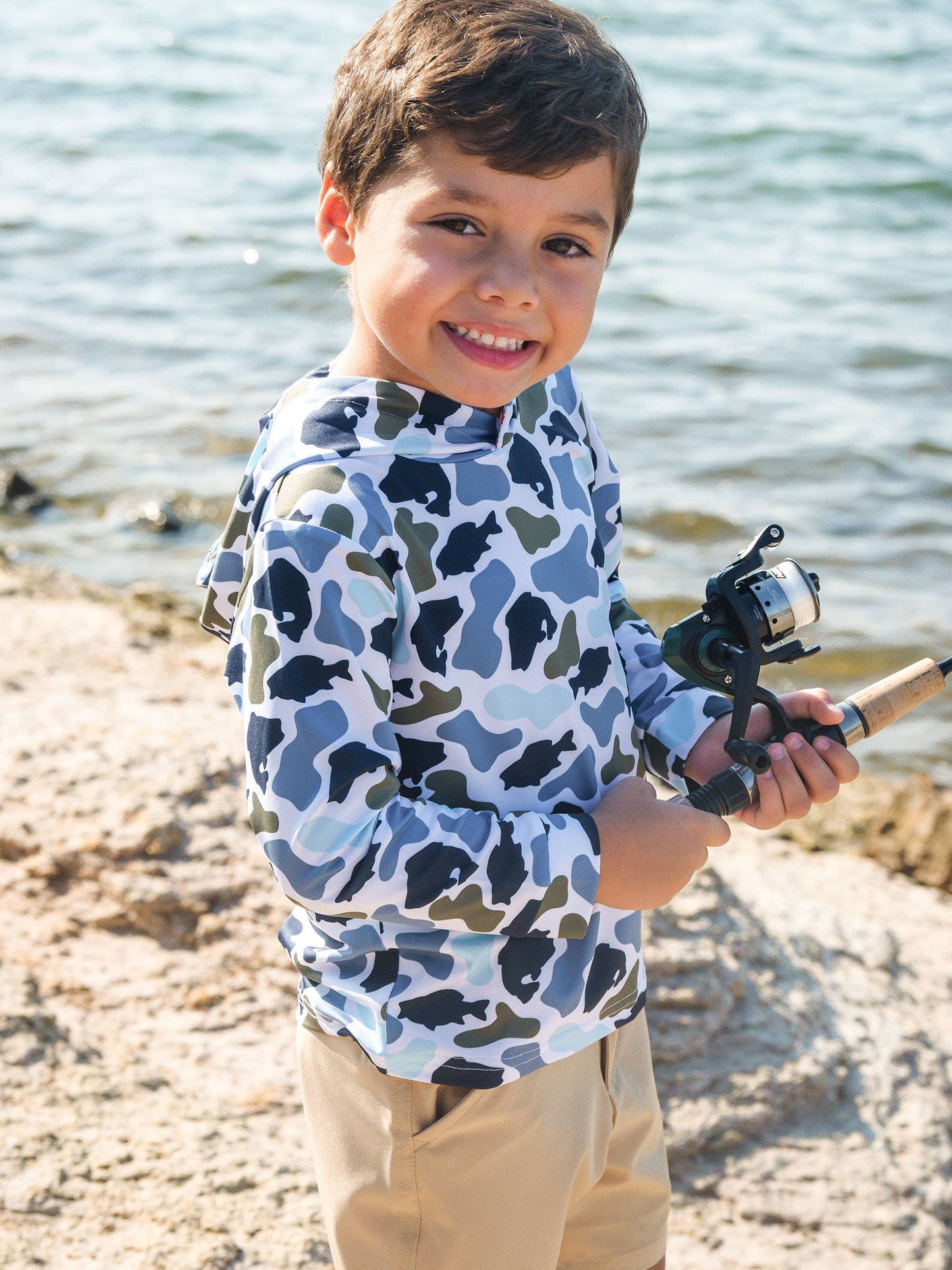 Boys Fish Camo Catch Performance Hooded Shirt
: Multi-Color