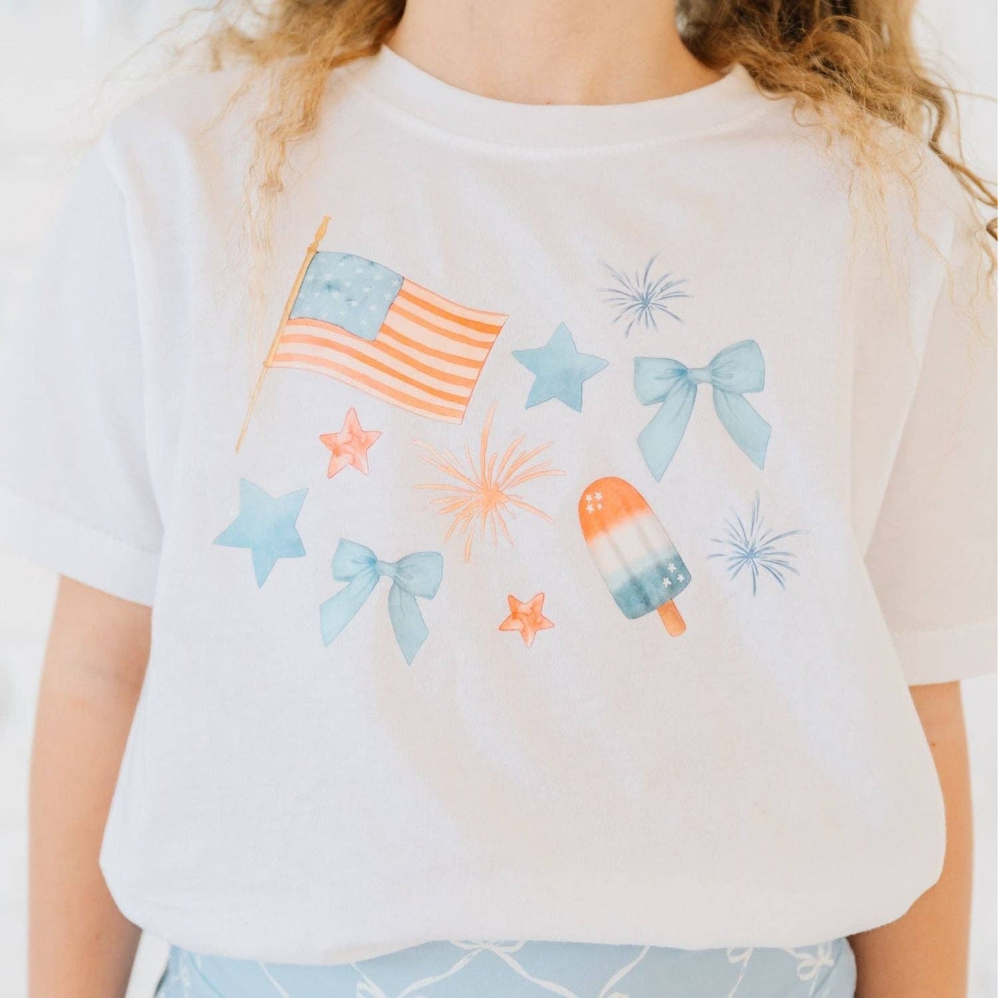 Patriotic Watercolor Short Sleeve T-Shirt - Fourth of July