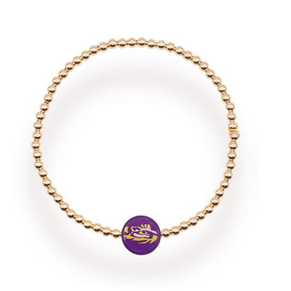 LSU Logo Flip Bracelet on Gold: Gold / Standard 6.75 inch