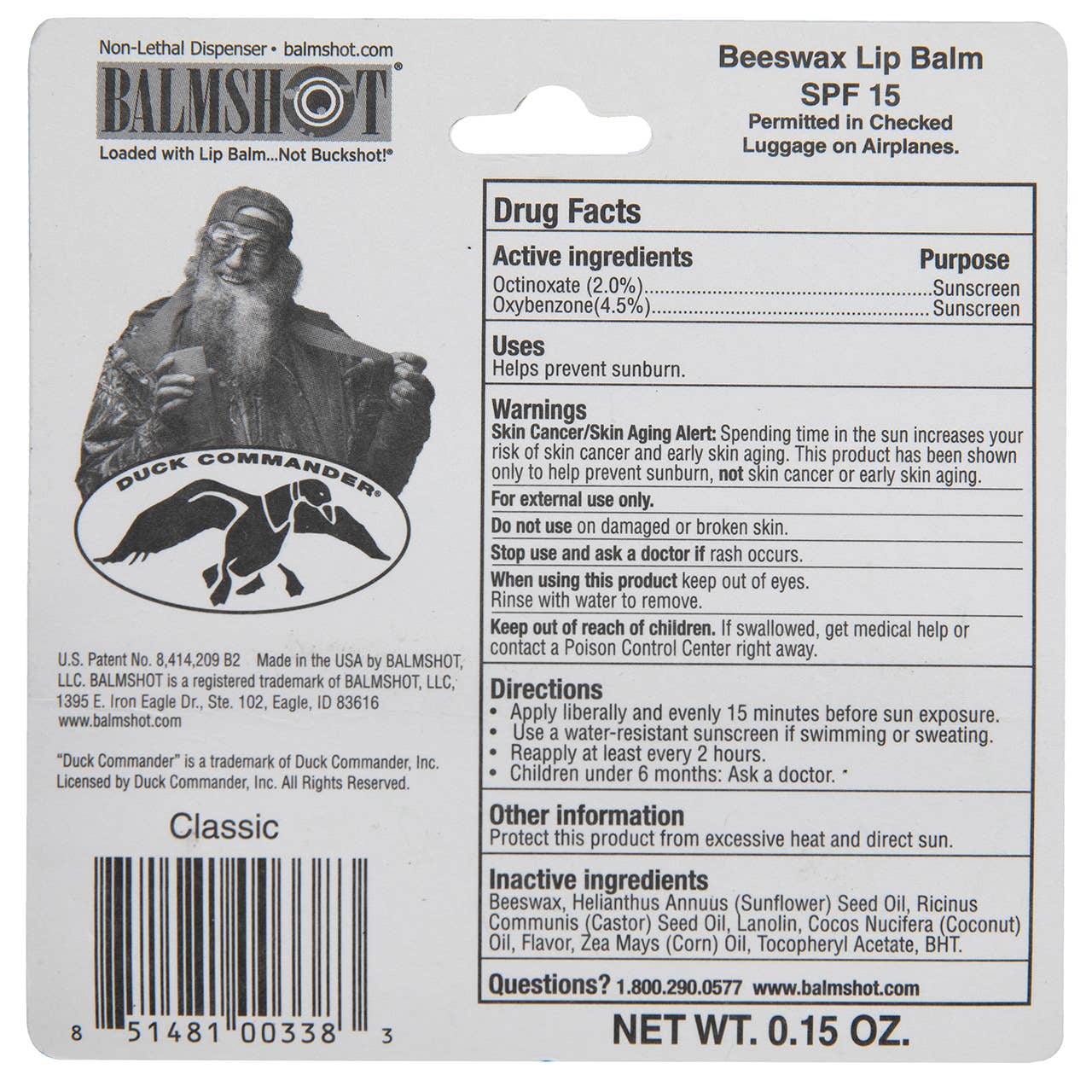 Balmshot & Duck Commander Beeswax SPF Lip Balm