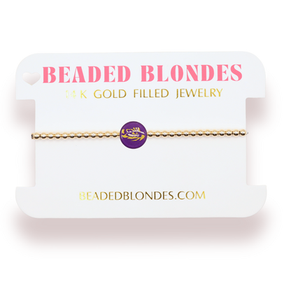 LSU Logo Flip Bracelet on Gold: Gold / Standard 6.75 inch