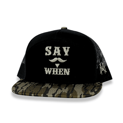 Say When Trucker Hat: 7 Panel Bottomland/Black