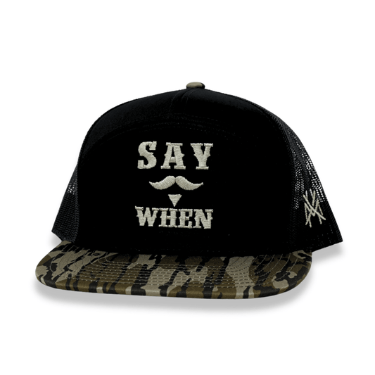 Say When Trucker Hat: 7 Panel Bottomland/Black